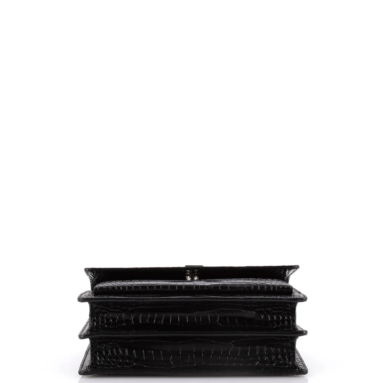 Sunset Crossbody Bag Crocodile Embossed Leather Medium - Deep Luxury