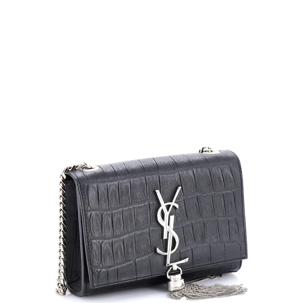 Classic Monogram Tassel Crossbody Bag Crocodile Embossed Leather Small - Deep Luxury