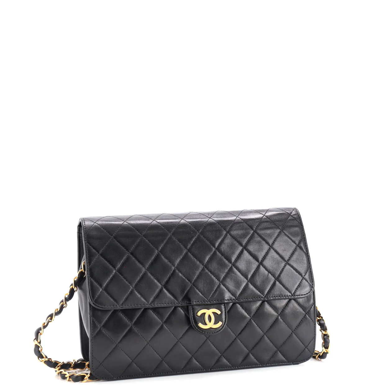 Vintage Clutch with Chain Quilted Leather Medium - Deep Luxury