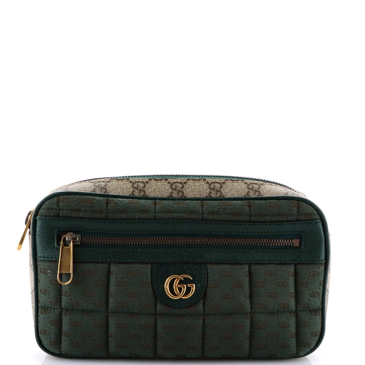 Front Zip Belt Bag GG Coated Canvas and Quilted Mini GG Canvas Medium - Deep Luxury