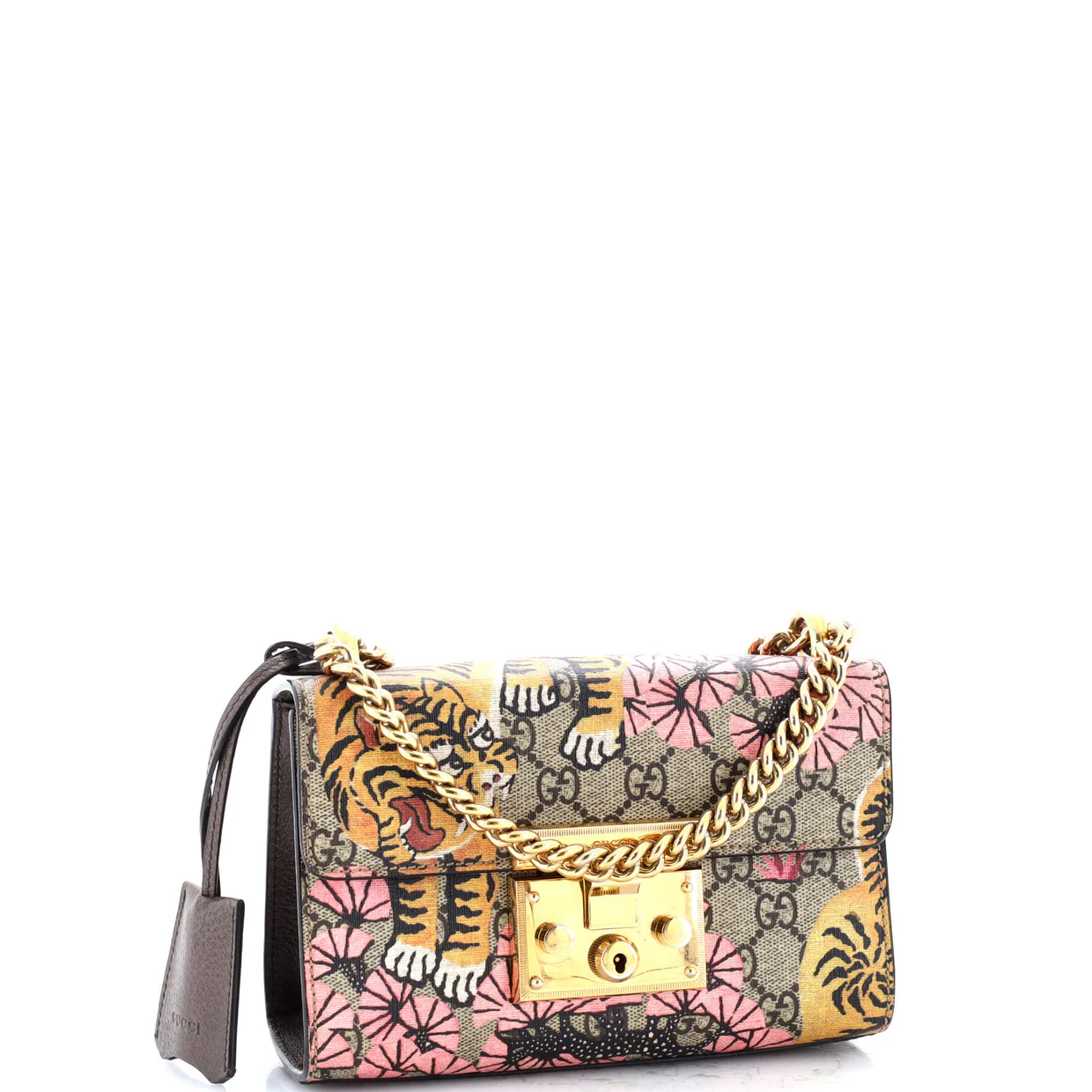 Padlock Shoulder Bag Bengal Print GG Coated Canvas Small - Deep Luxury