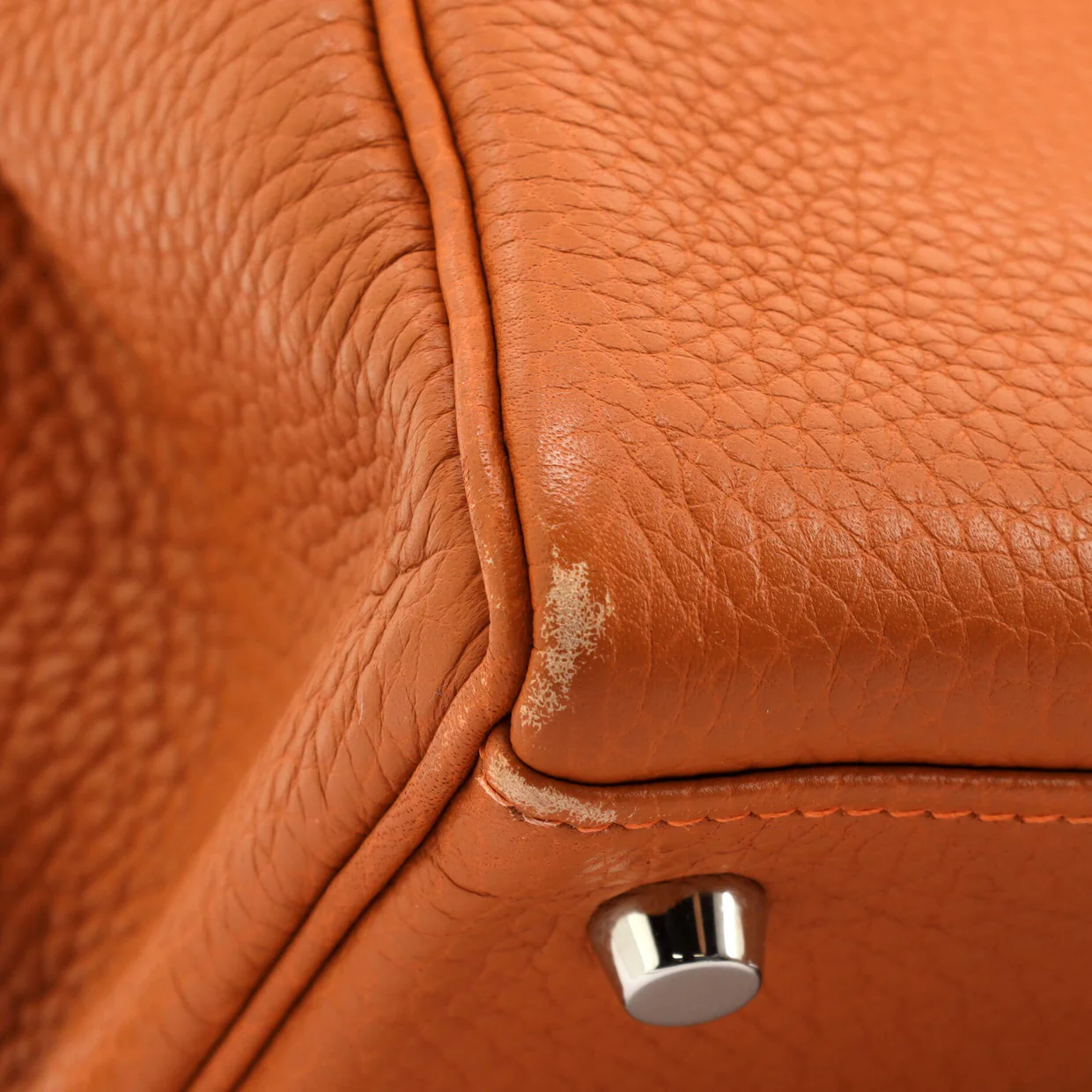 Kelly Handbag Orange H Clemence with Palladium Hardware 28 - Deep Luxury