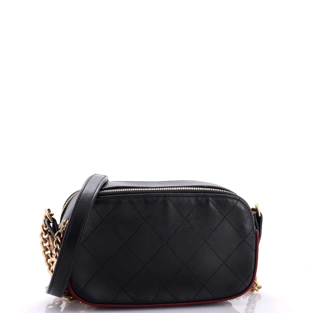 Button Up Camera Case Quilted Calfskin with Grosgrain Mini - Deep Luxury