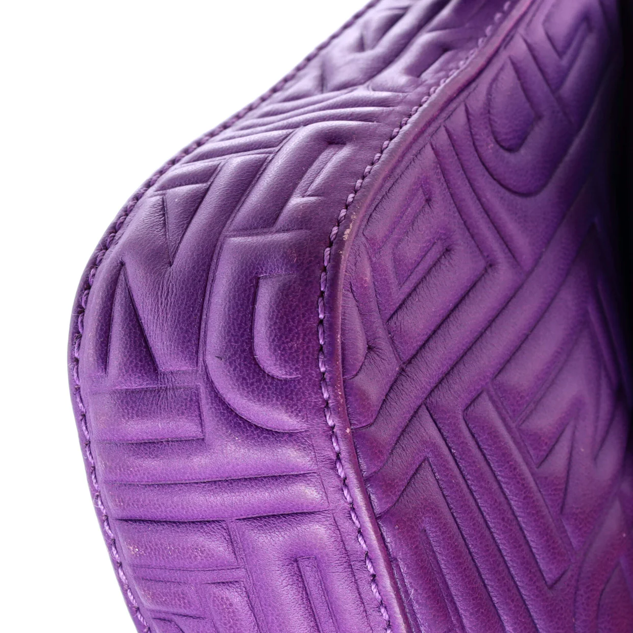 Baguette Bag Logo Embossed Leather Small - Deep Luxury