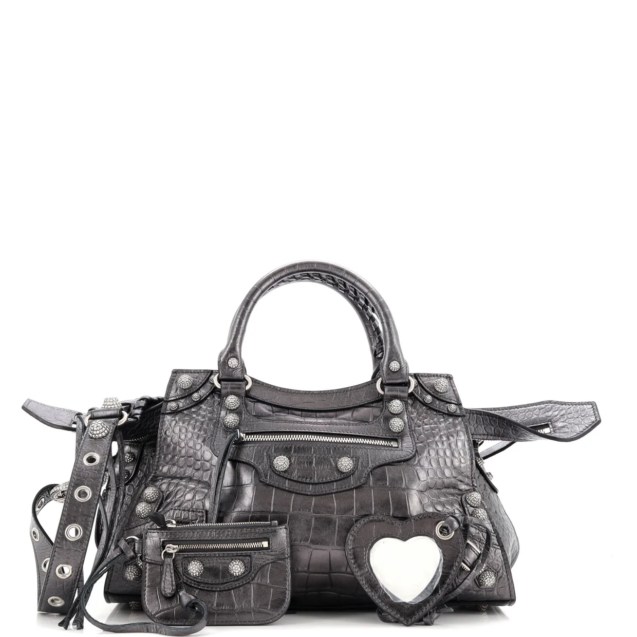 Neo Cagole City Bag Crocodile Embossed with Crystals Small - Deep Luxury