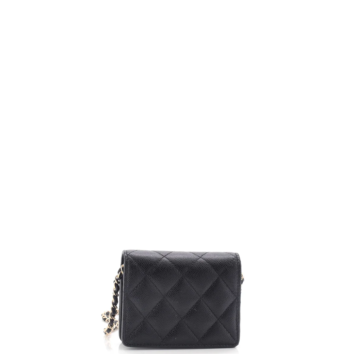Classic Flap Card Holder on Chain Quilted Caviar Mini - Deep Luxury