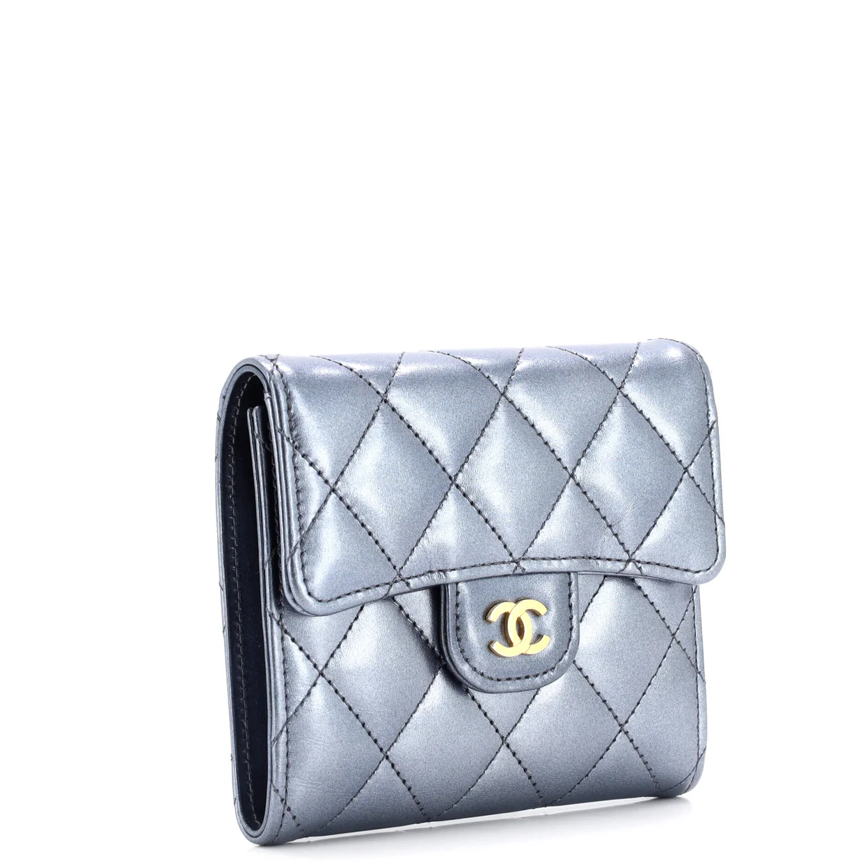 CC Compact Classic Flap Wallet Quilted Lambskin - Deep Luxury