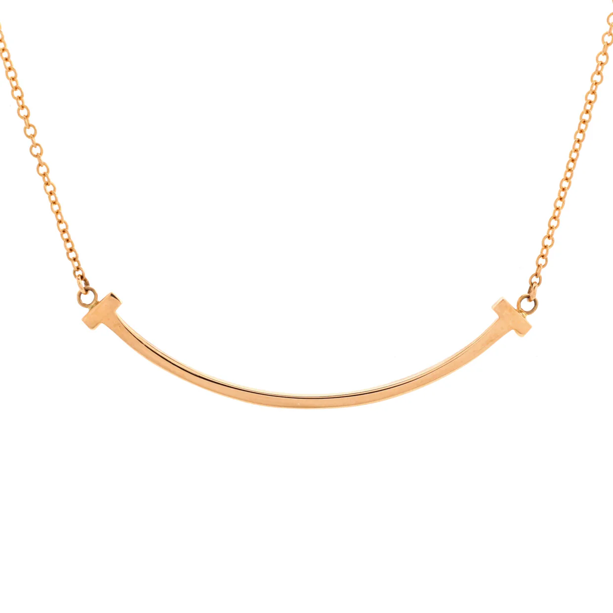 T Smile Pendant Necklace 18K Rose Gold Small - Deep Luxury