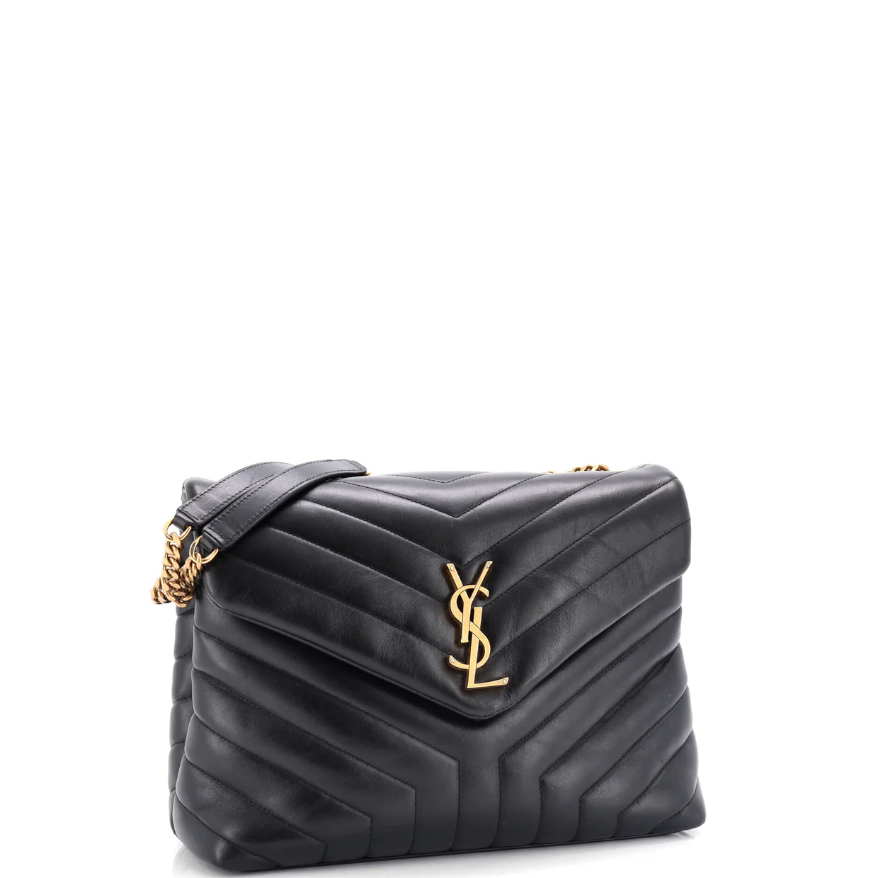 Loulou Shoulder Bag Matelasse Chevron Leather Medium - Deep Luxury