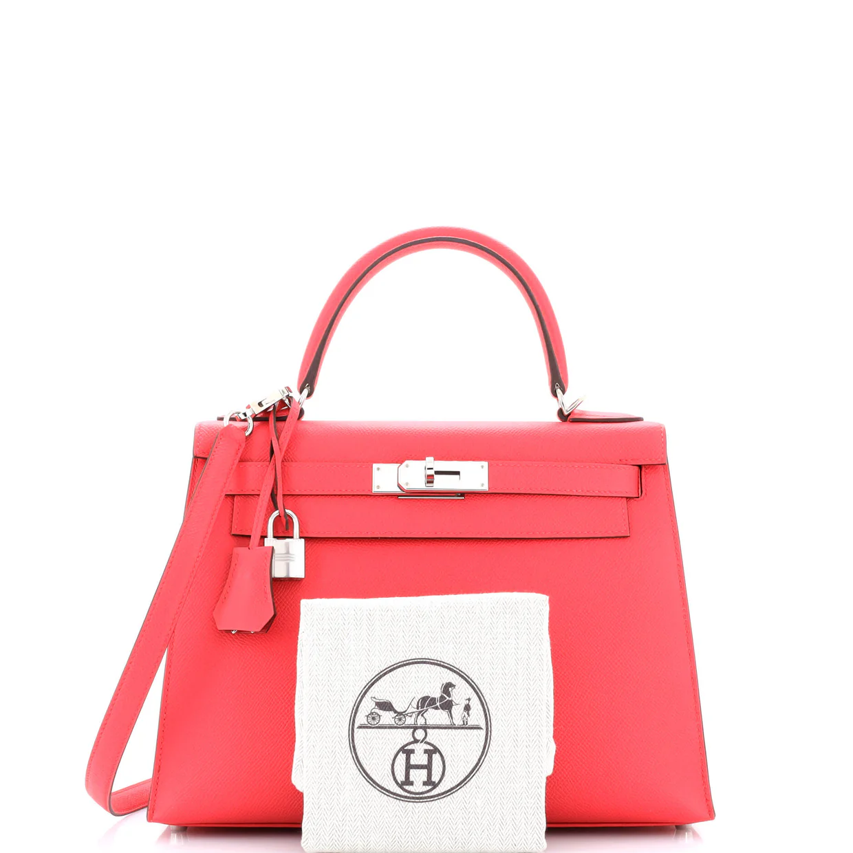 Kelly Handbag Framboise Epsom with Palladium Hardware 28 - Deep Luxury
