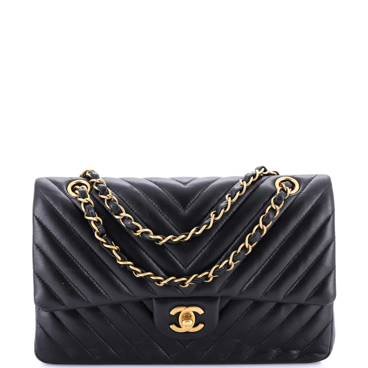 Classic Double Flap Bag Chevron Calfskin Medium - Deep Luxury