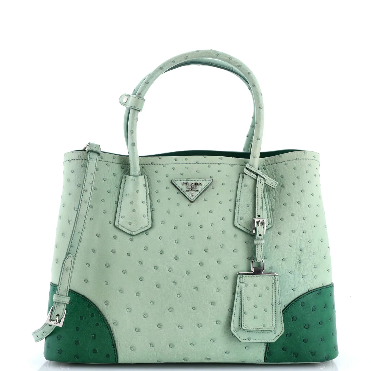 Cuir Double Tote Ostrich Medium - Deep Luxury