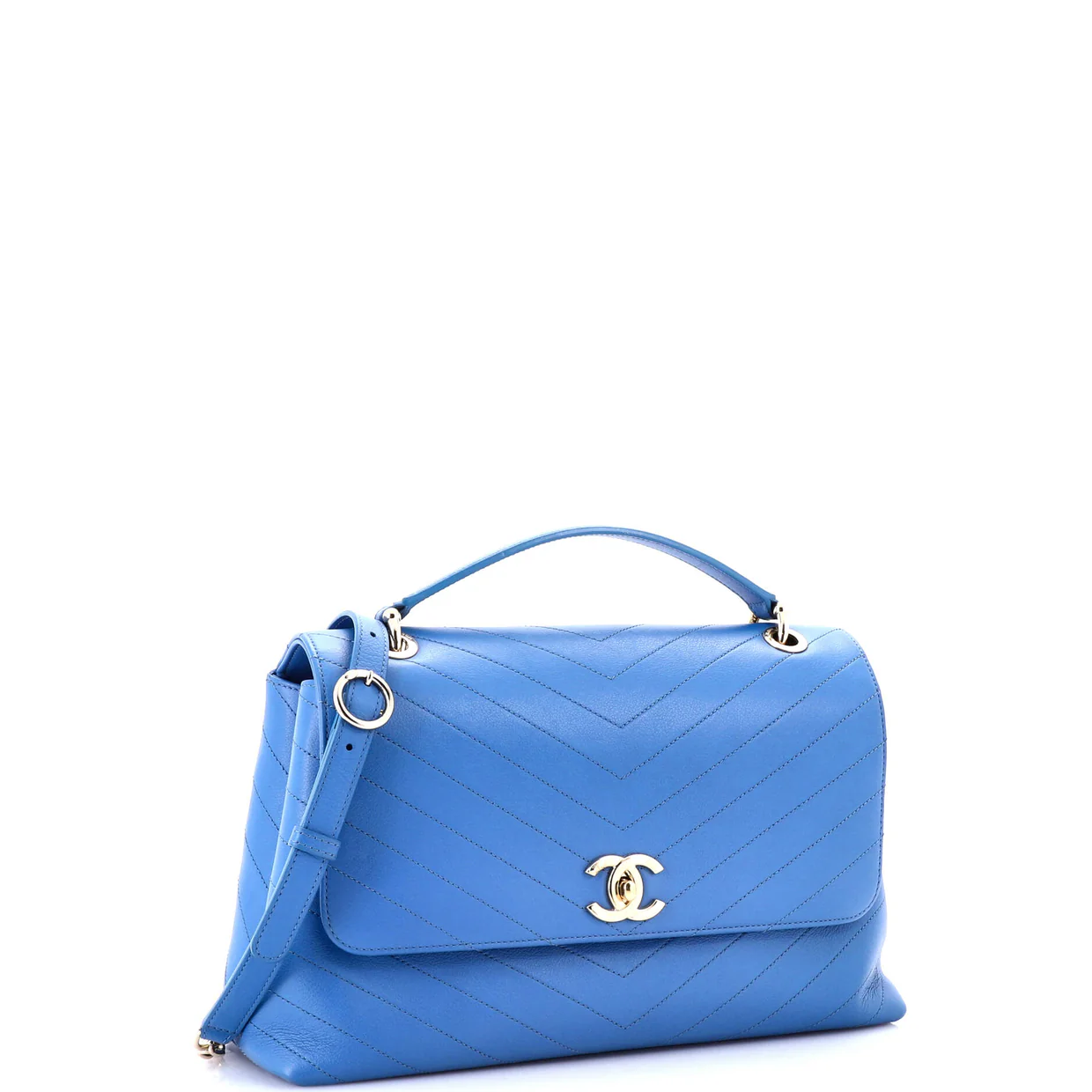 Chevron Chic Top Handle Bag Chevron Calfskin Medium - Deep Luxury