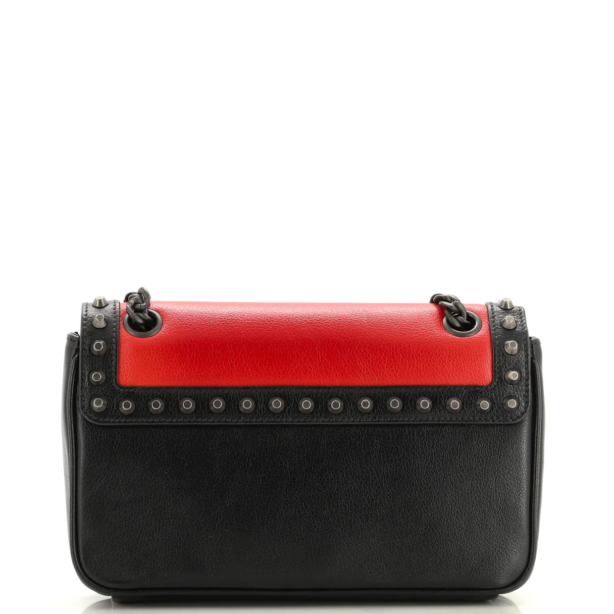 Chain Flap Bag Studded Glace Calf Small - Deep Luxury