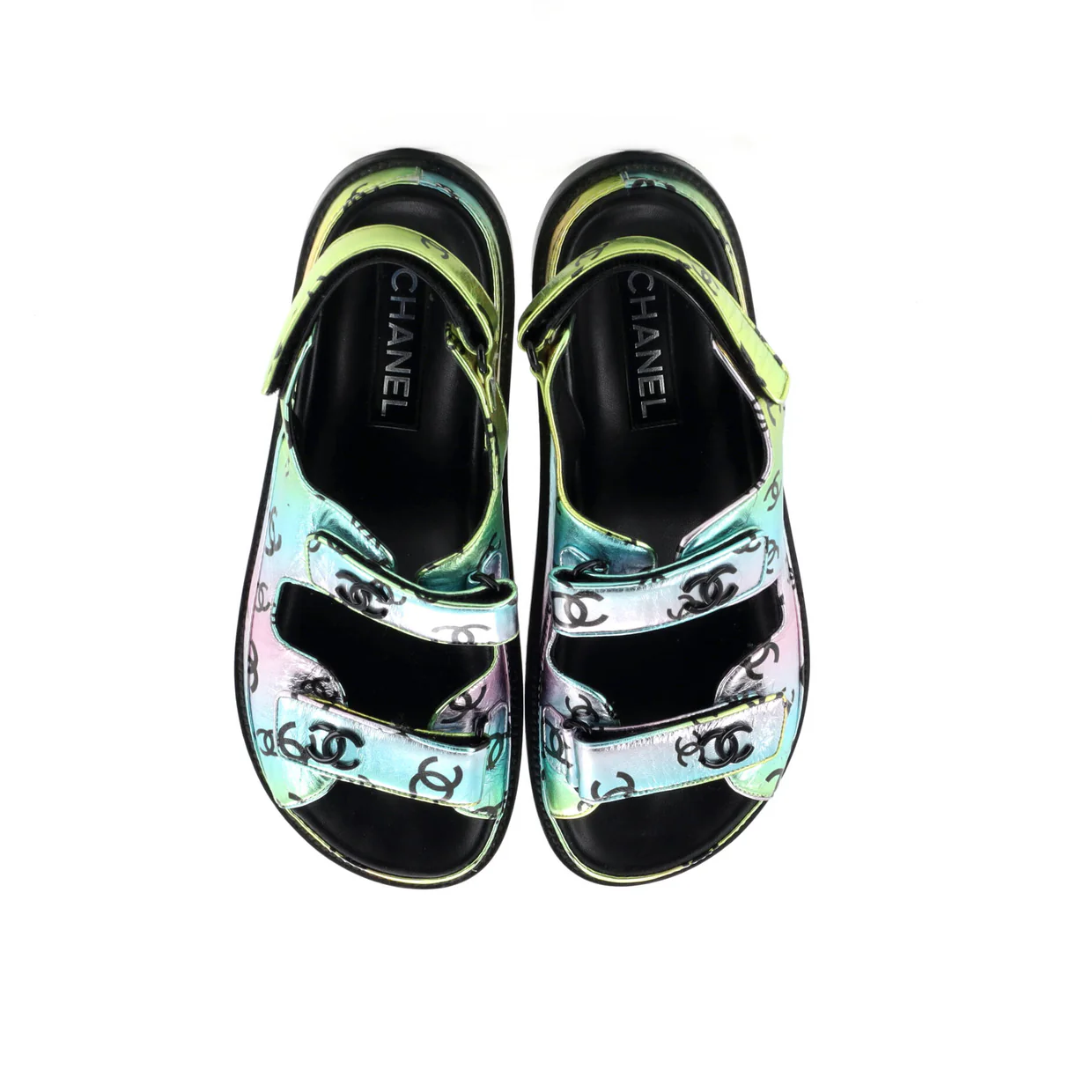 Women's Velcro Dad Sandals Printed Laminated Leather - Deep Luxury