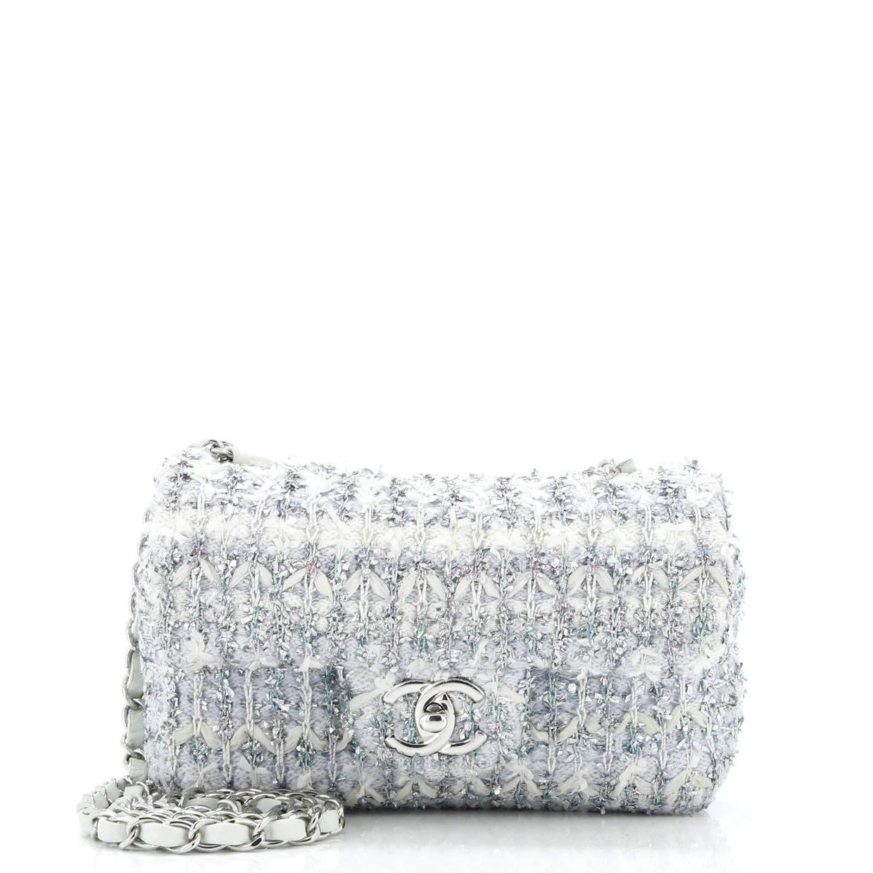 Classic Single Flap Bag Quilted Tweed and Ribbon Mini - Deep Luxury