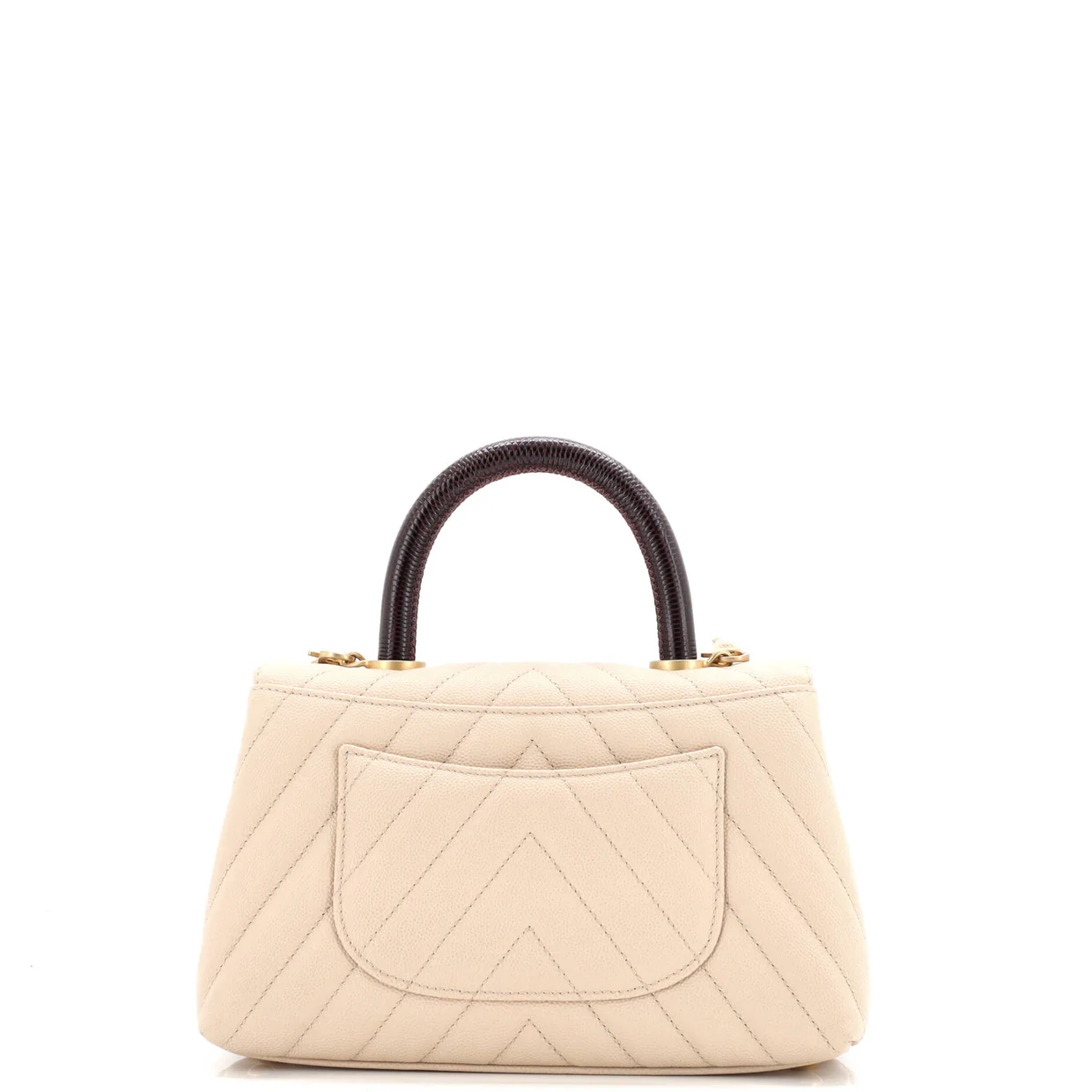 Coco Top Handle Bag Chevron Caviar with Lizard Embossed Handle Mini - Deep Luxury