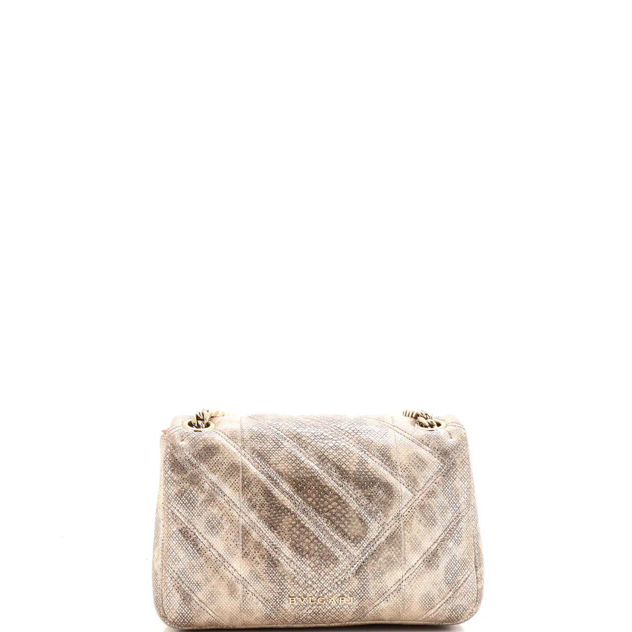 Serpenti Cabochon Shoulder Bag Diagonal Quilted Metallic Karung Small - Deep Luxury