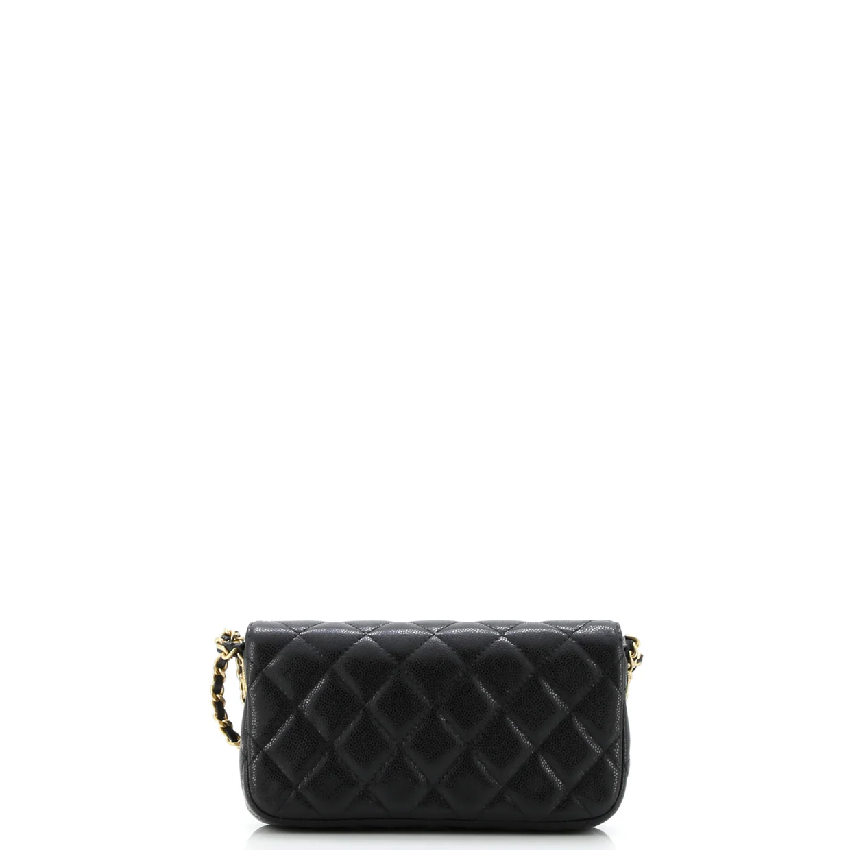 Twist Your Buttons Flap Clutch with Chain Quilted Caviar - Deep Luxury