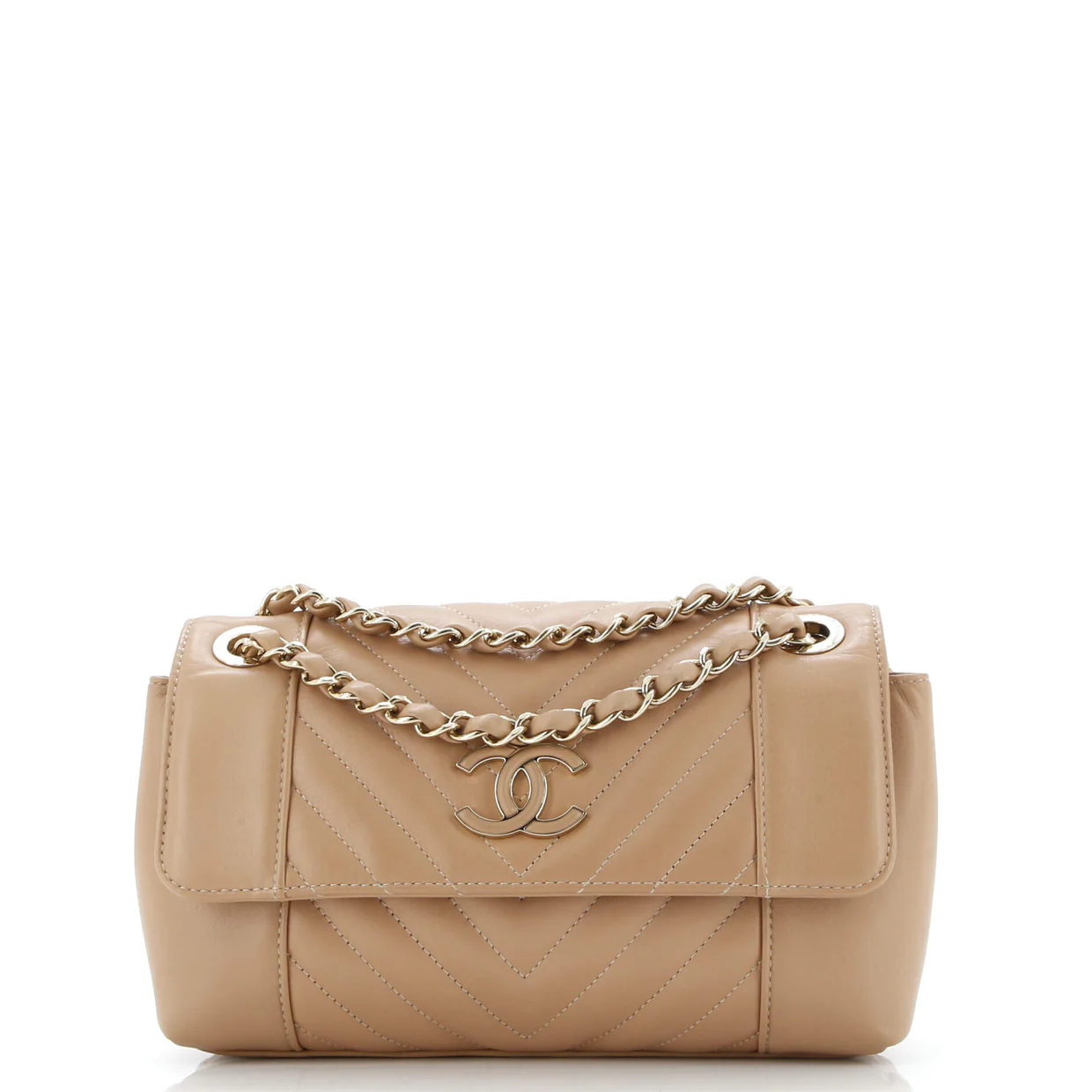 Daily Chevron Flap Bag Chevron Calfskin Small - Deep Luxury