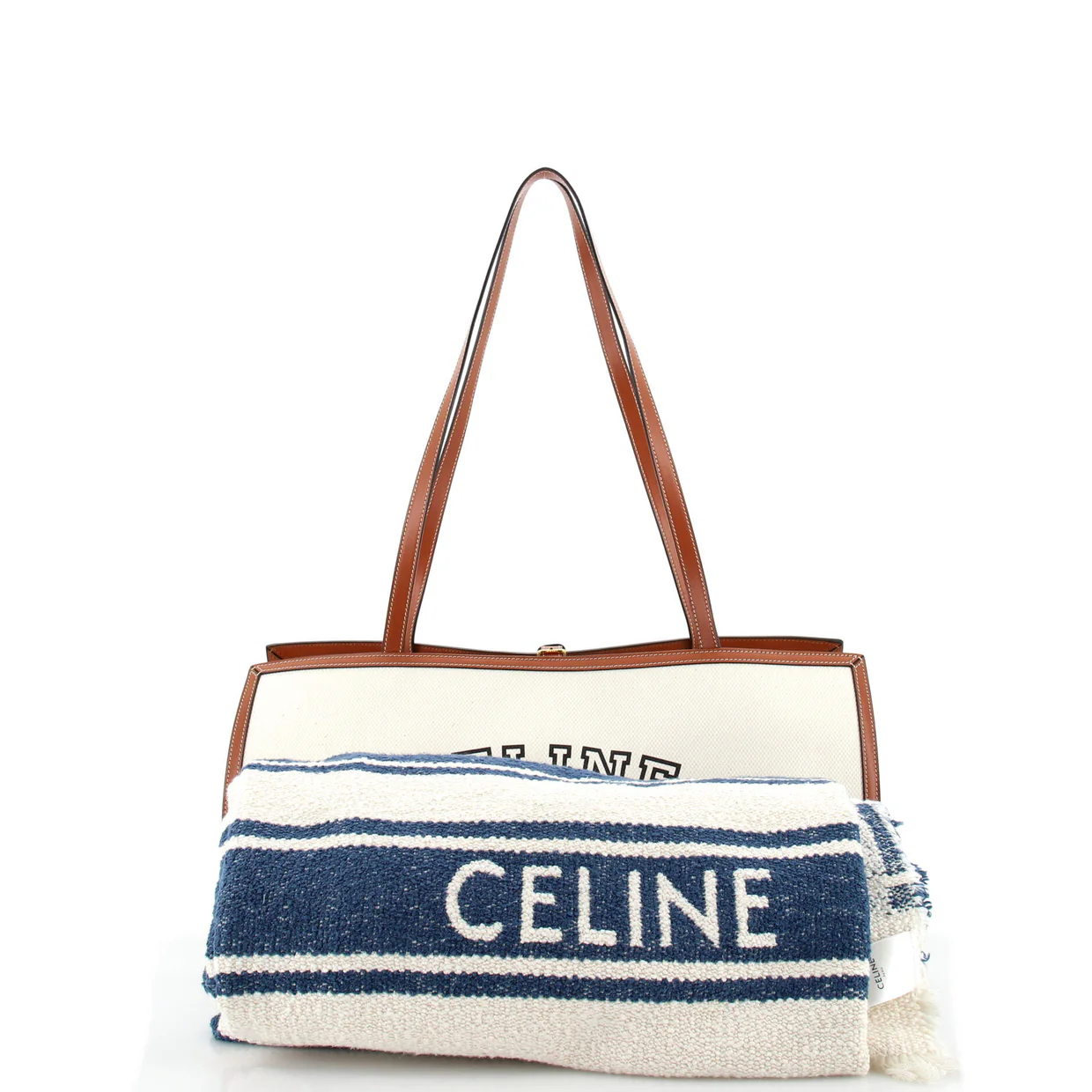 St. Tropez Towel Carrier Tote Bag Canvas with Leather - Deep Luxury