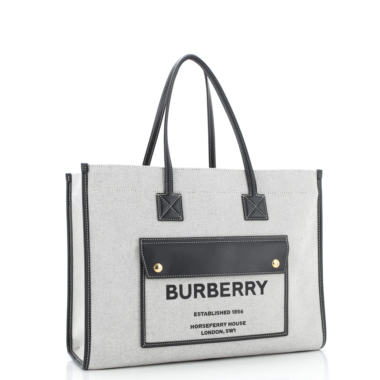 Freya Shopping Tote Canvas with Leather Medium - Deep Luxury