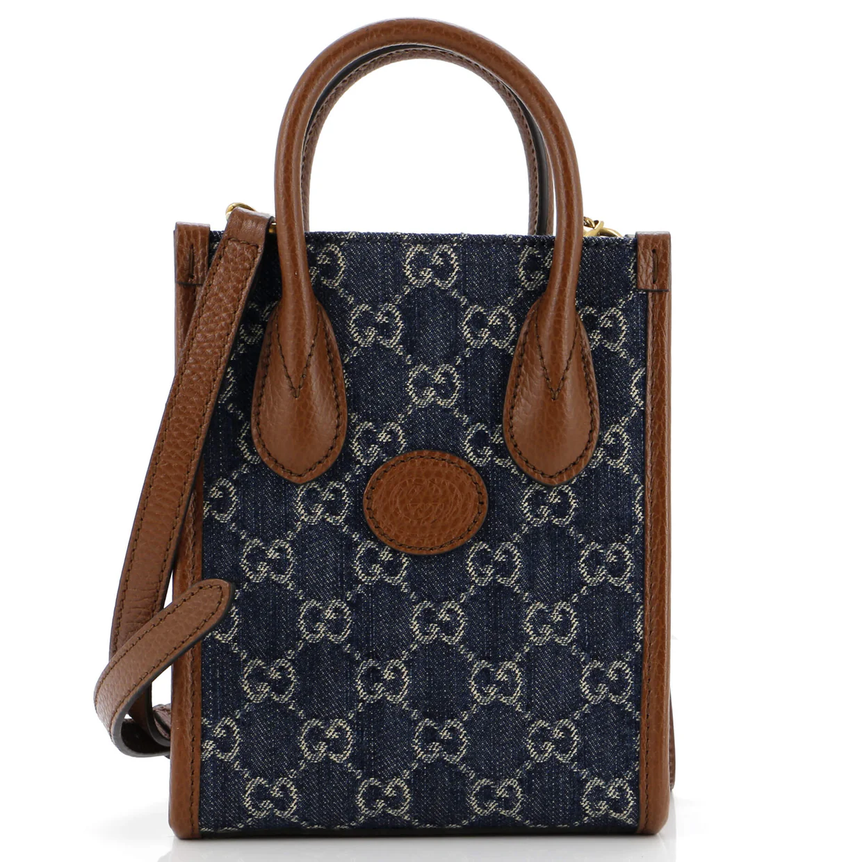 Interlocking G Patch Tote GG Denim Mini - Deep Luxury