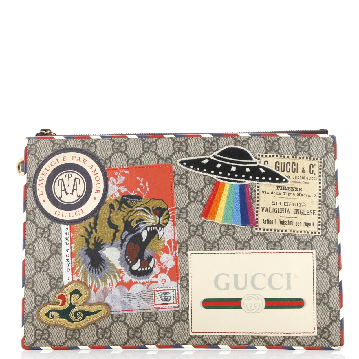 Courrier Pouch GG Coated Canvas with Applique - Deep Luxury