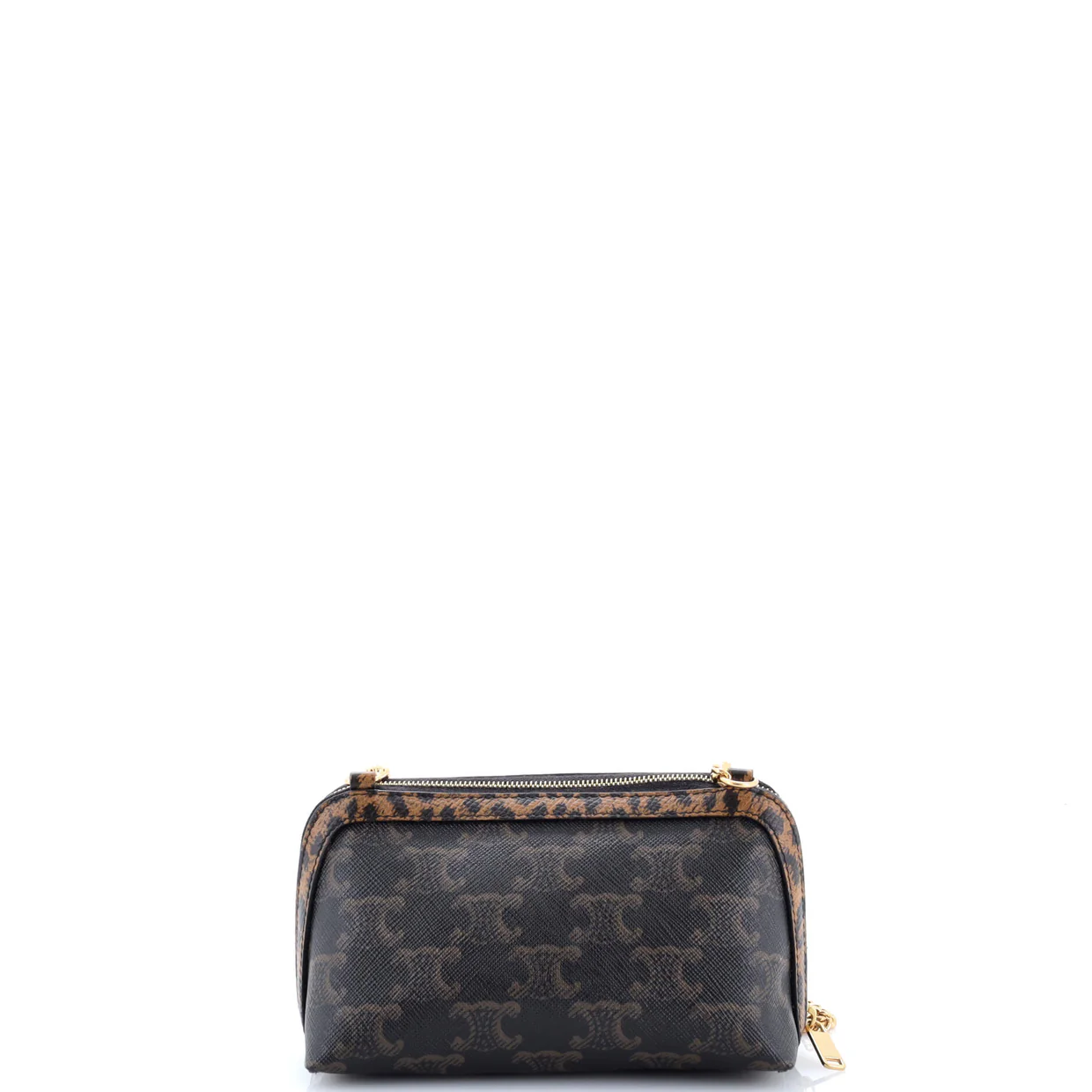 Zip Around Chain Clutch Triomphe Coated Canvas - Deep Luxury