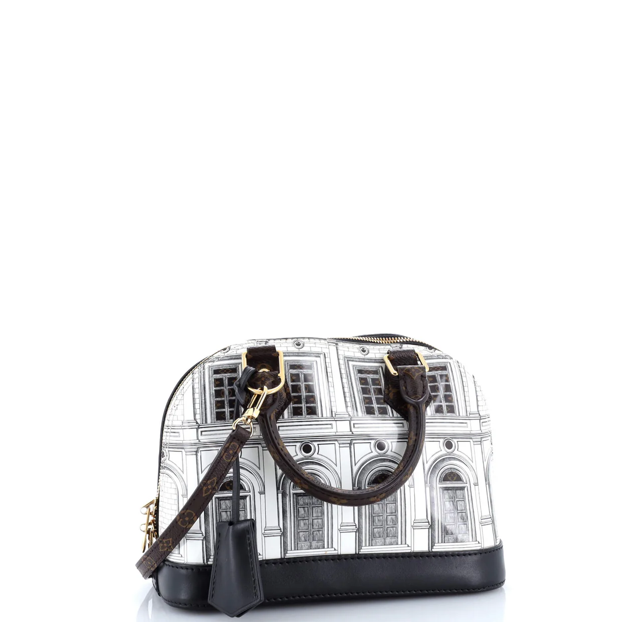 Alma Handbag Limited Edition Fornasetti Architettura Print Leather and Monogram Canvas BB - Deep Luxury