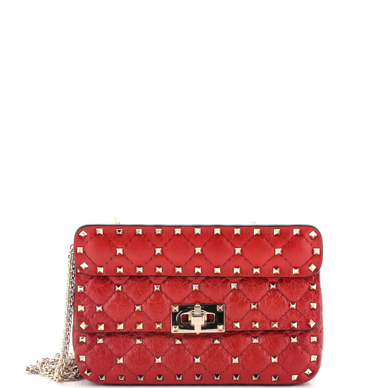 Rockstud Spike Flap Bag Crystal Embellished Quilted Leather Small - Deep Luxury