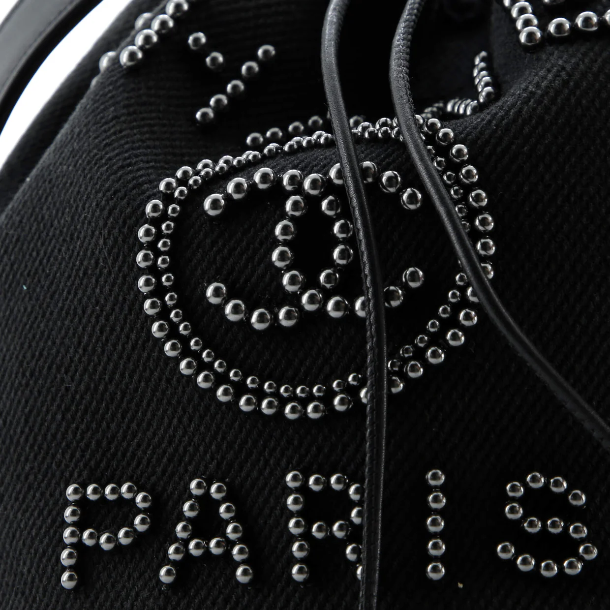 Deauville Drawstring Bucket Bag Pearl Embellished Canvas Medium - Deep Luxury