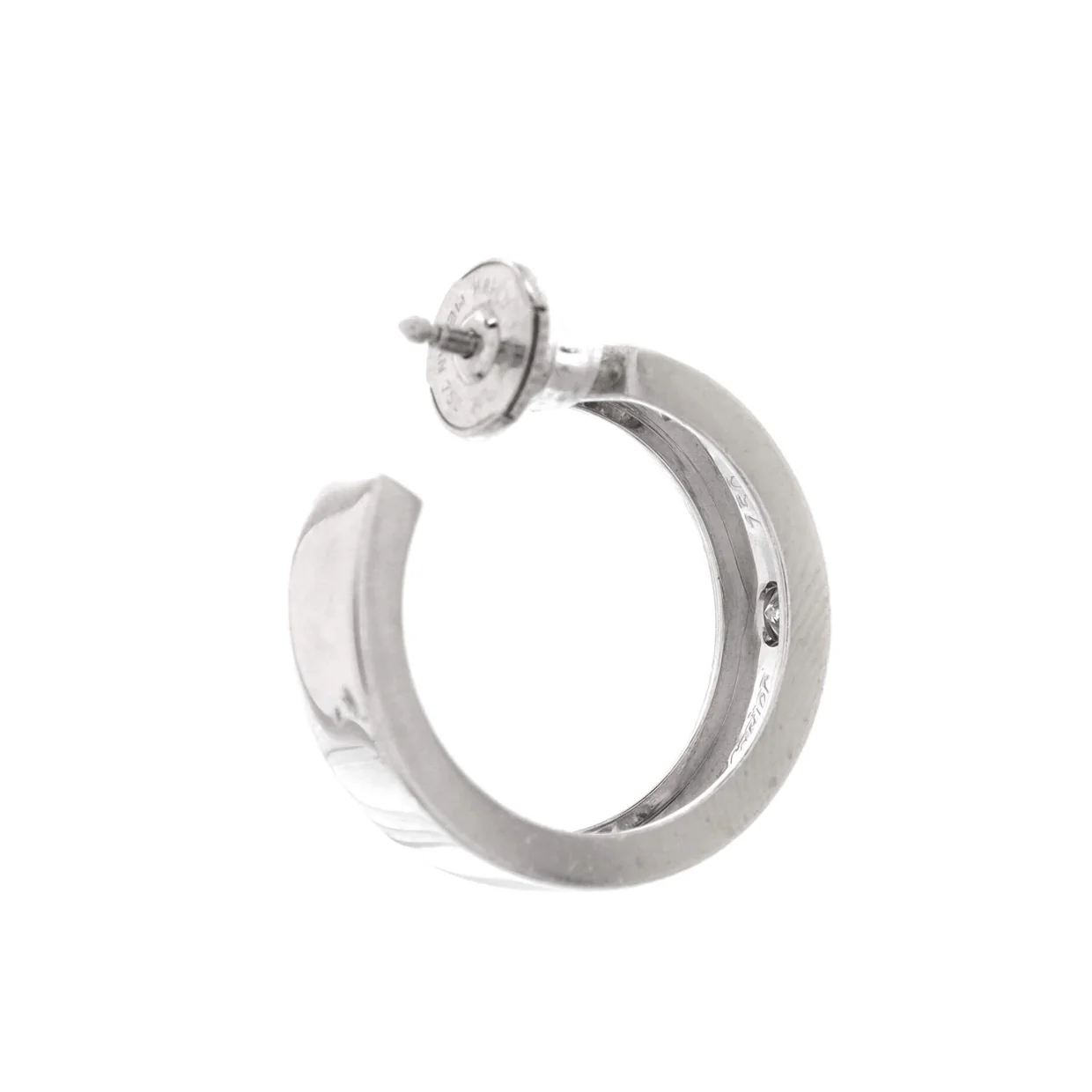Love 6 Diamonds Hoop Earrings 18K White Gold with Diamonds 5.5mm - Deep Luxury