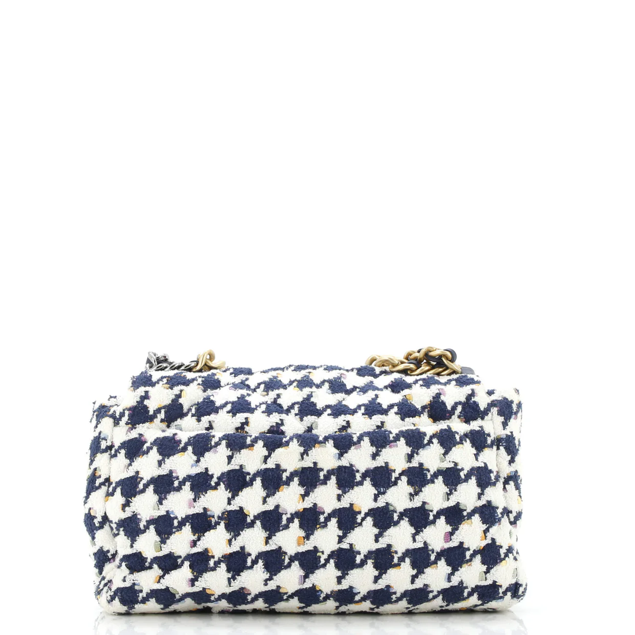 19 Flap Bag Quilted Houndstooth Tweed and Ribbon Large - Deep Luxury