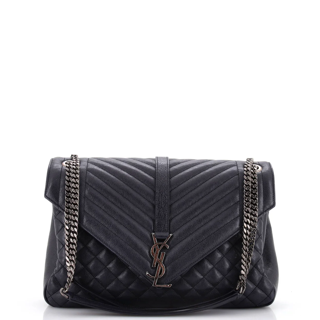 Classic Monogram Slouchy Envelope Satchel Mixed Matelasse Leather Large - Deep Luxury