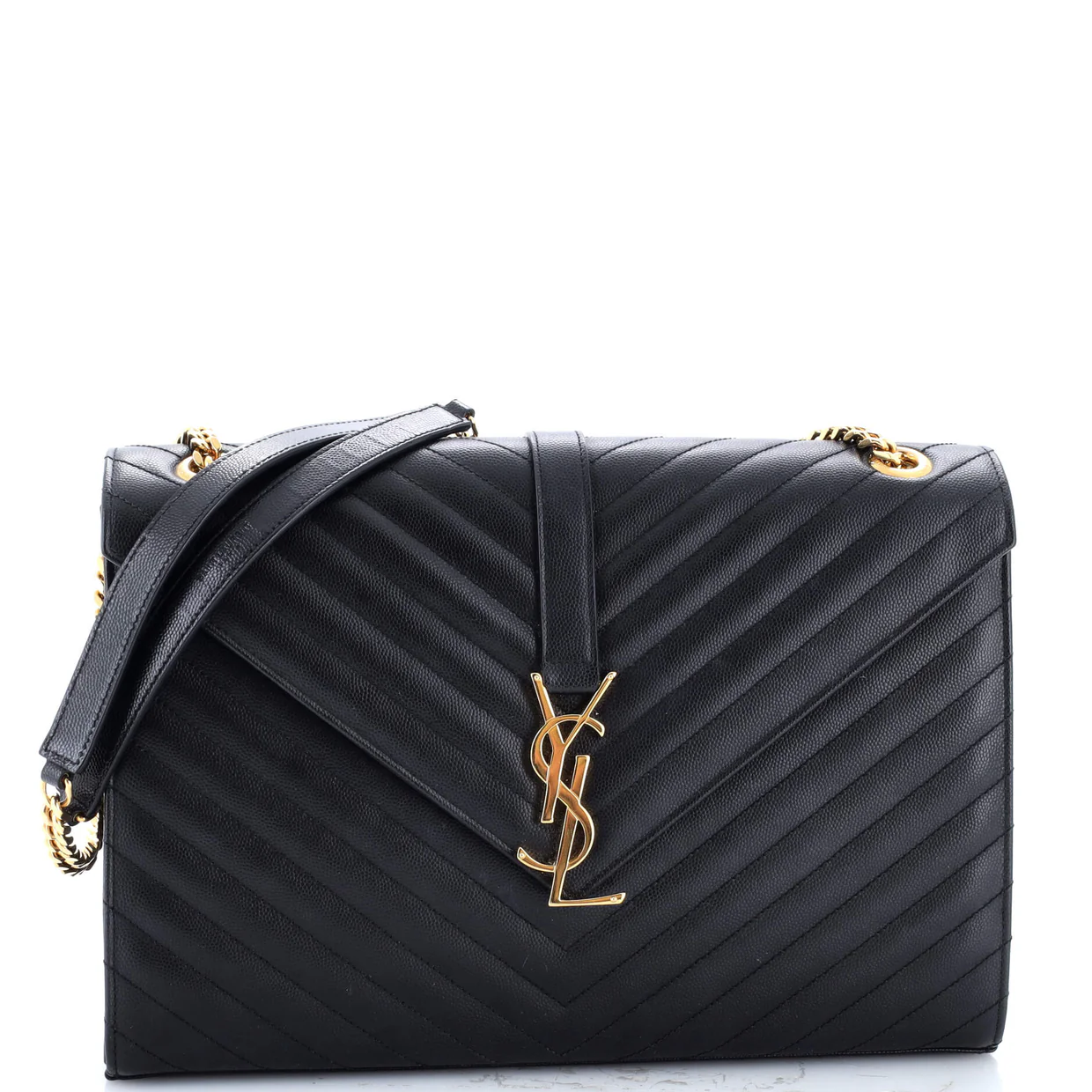 Classic Monogram Envelope Satchel Matelasse Chevron Leather Large - Deep Luxury