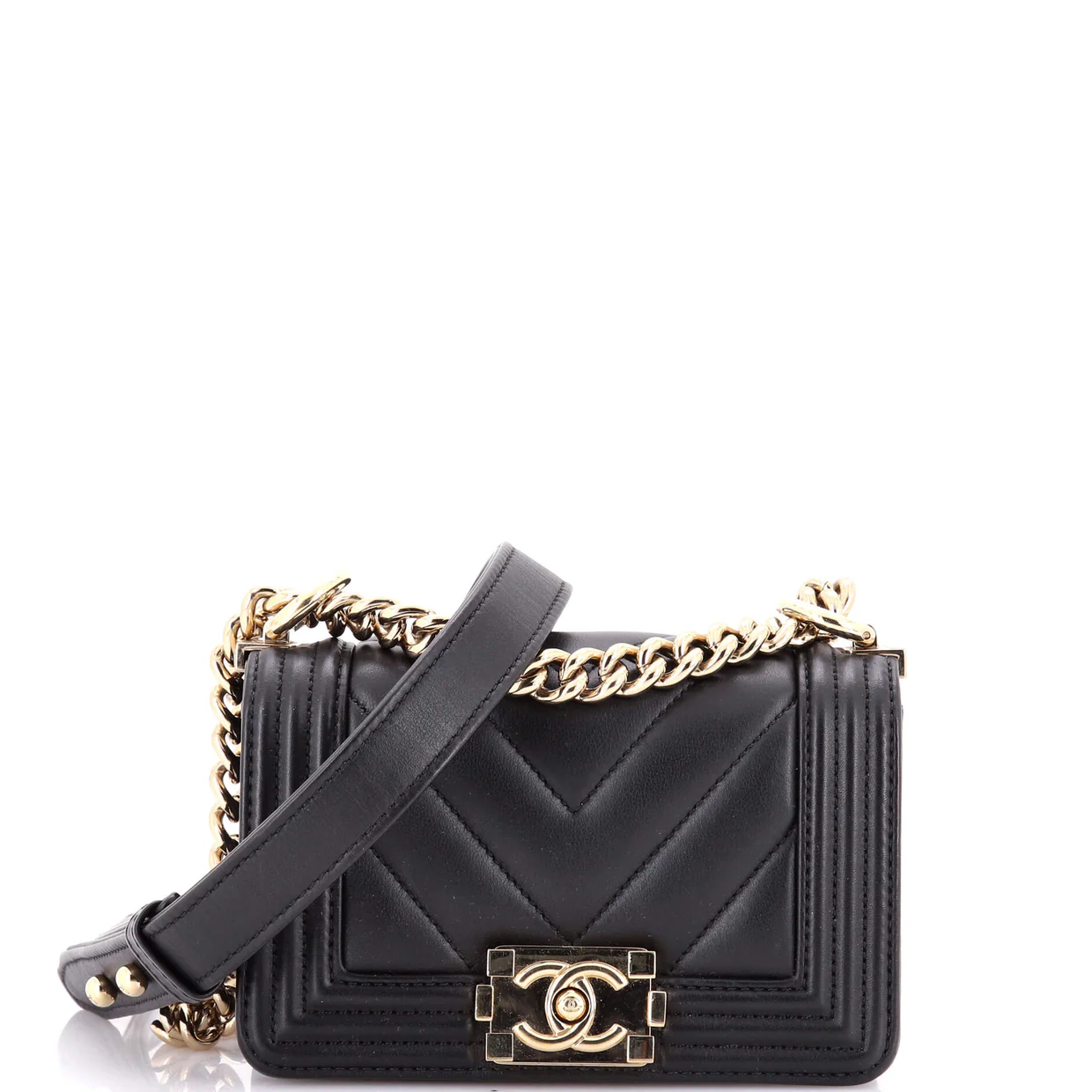 Boy Flap Bag Chevron Lambskin Mini - Deep Luxury