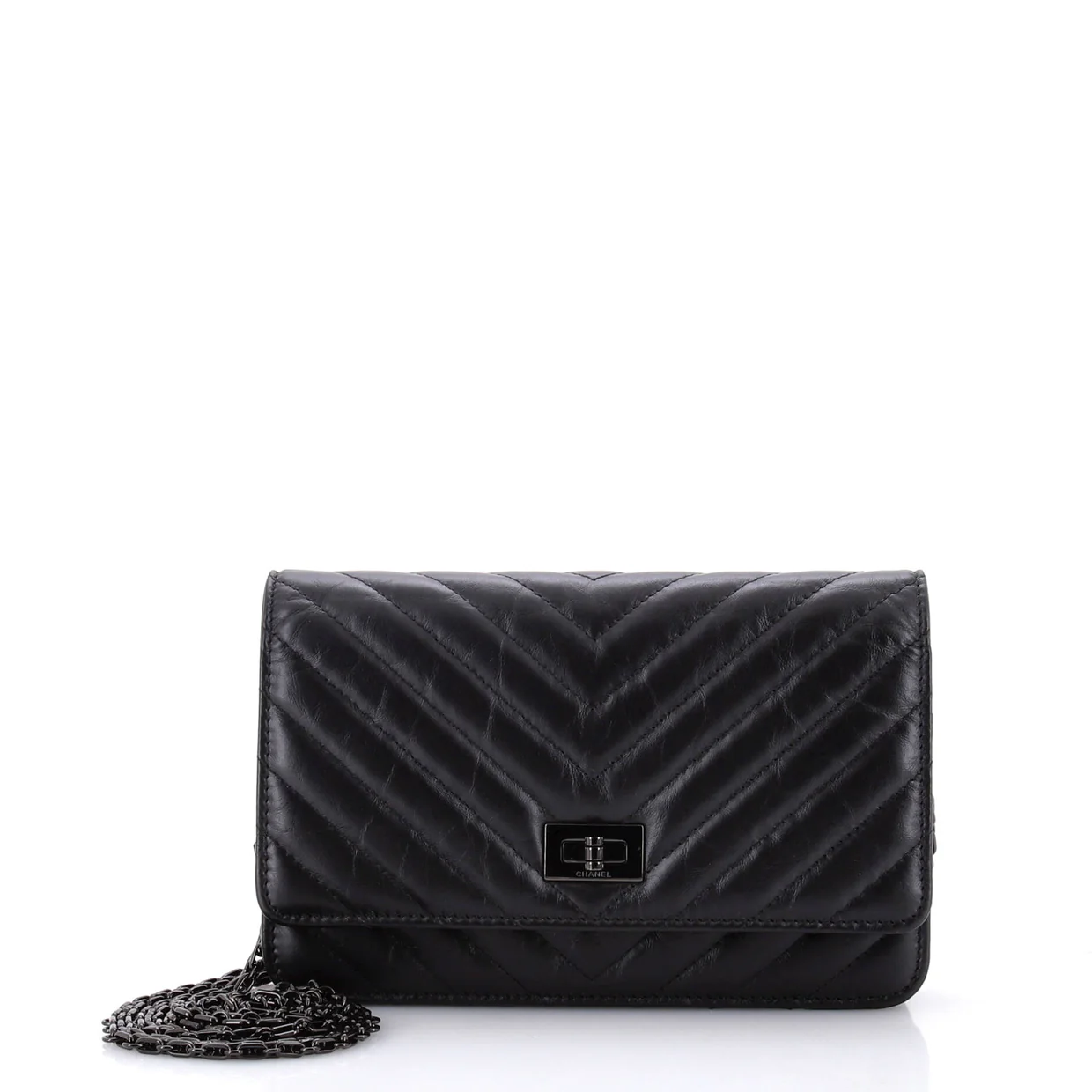 So Black Reissue 2.55 Wallet on Chain Chevron Sheepskin - Deep Luxury