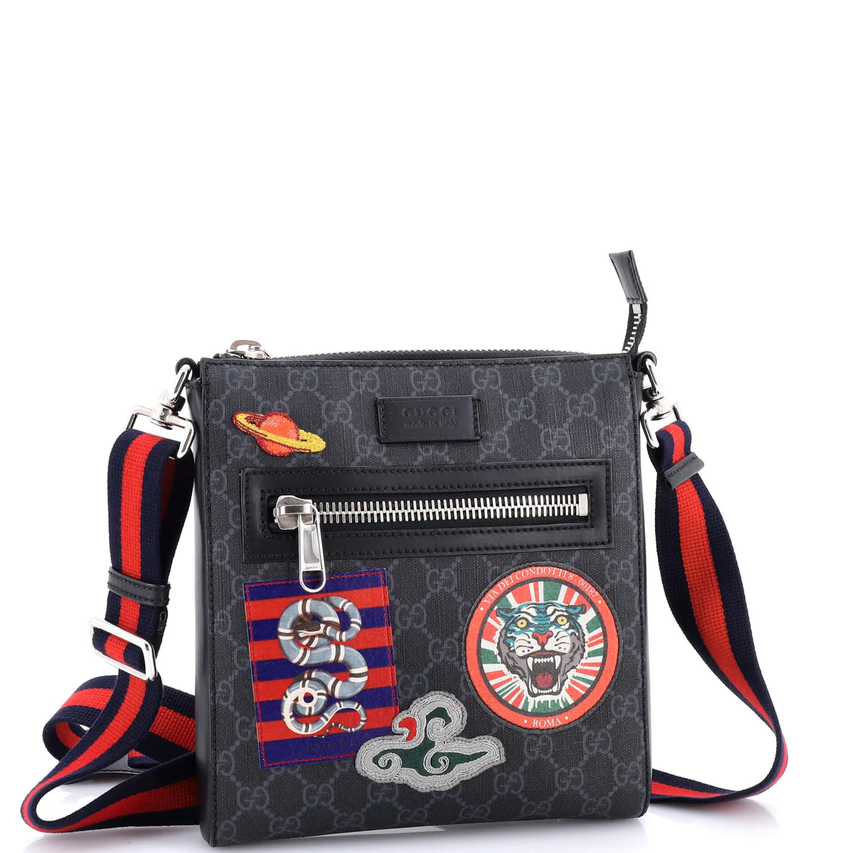 Night Courrier Zip Messenger GG Coated Canvas with Applique Small - Deep Luxury