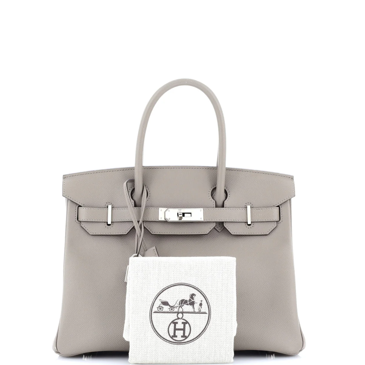 Birkin Handbag Grey Epsom with Palladium Hardware 30 - Deep Luxury