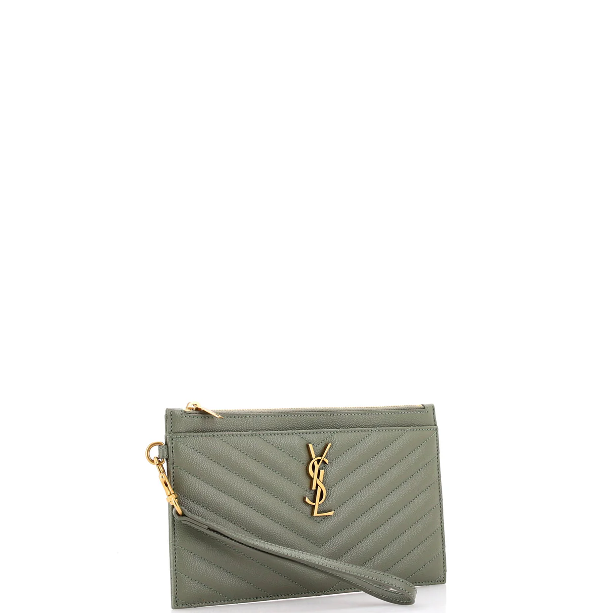 Classic Monogram Zip Bill Pouch Matelasse Chevron Leather Large - Deep Luxury