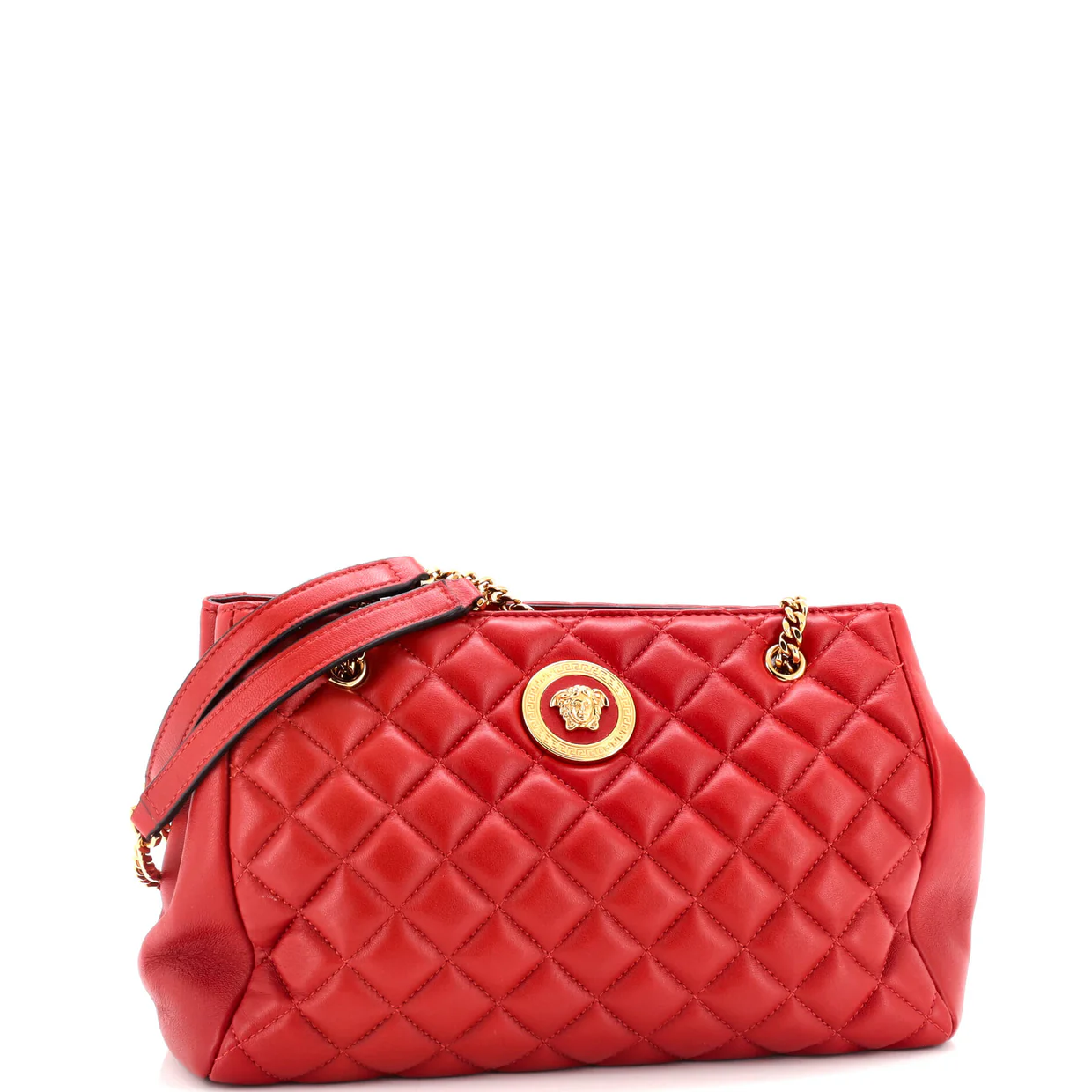 Medusa Icon Open Chain Tote Quilted Leather Small - Deep Luxury