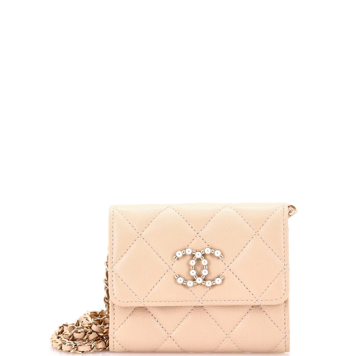 Coco Candy Card Holder on Chain Quilted Caviar - Deep Luxury