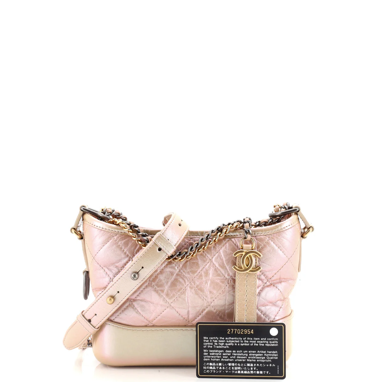 Gabrielle Hobo Quilted Iridescent Aged Calfskin Small - Deep Luxury