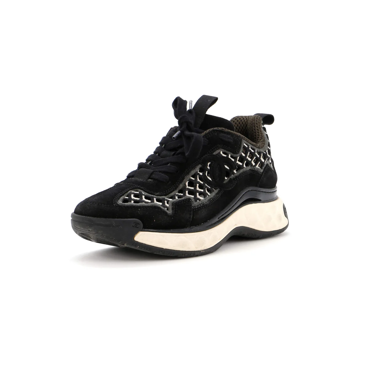 Women's CC Embroidery Sneakers Calfskin and Suede - Deep Luxury