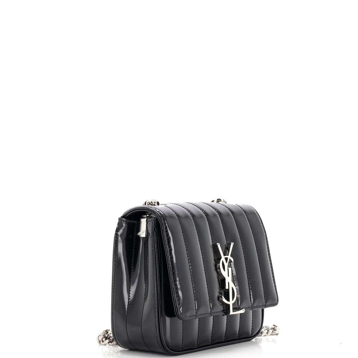 Vicky Crossbody Bag Vertical Quilted Patent Small - Deep Luxury