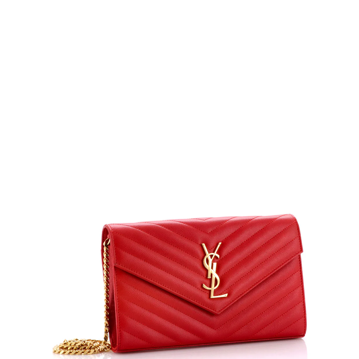 Classic Monogram Wallet on Chain Matelasse Chevron Leather Medium - Deep Luxury