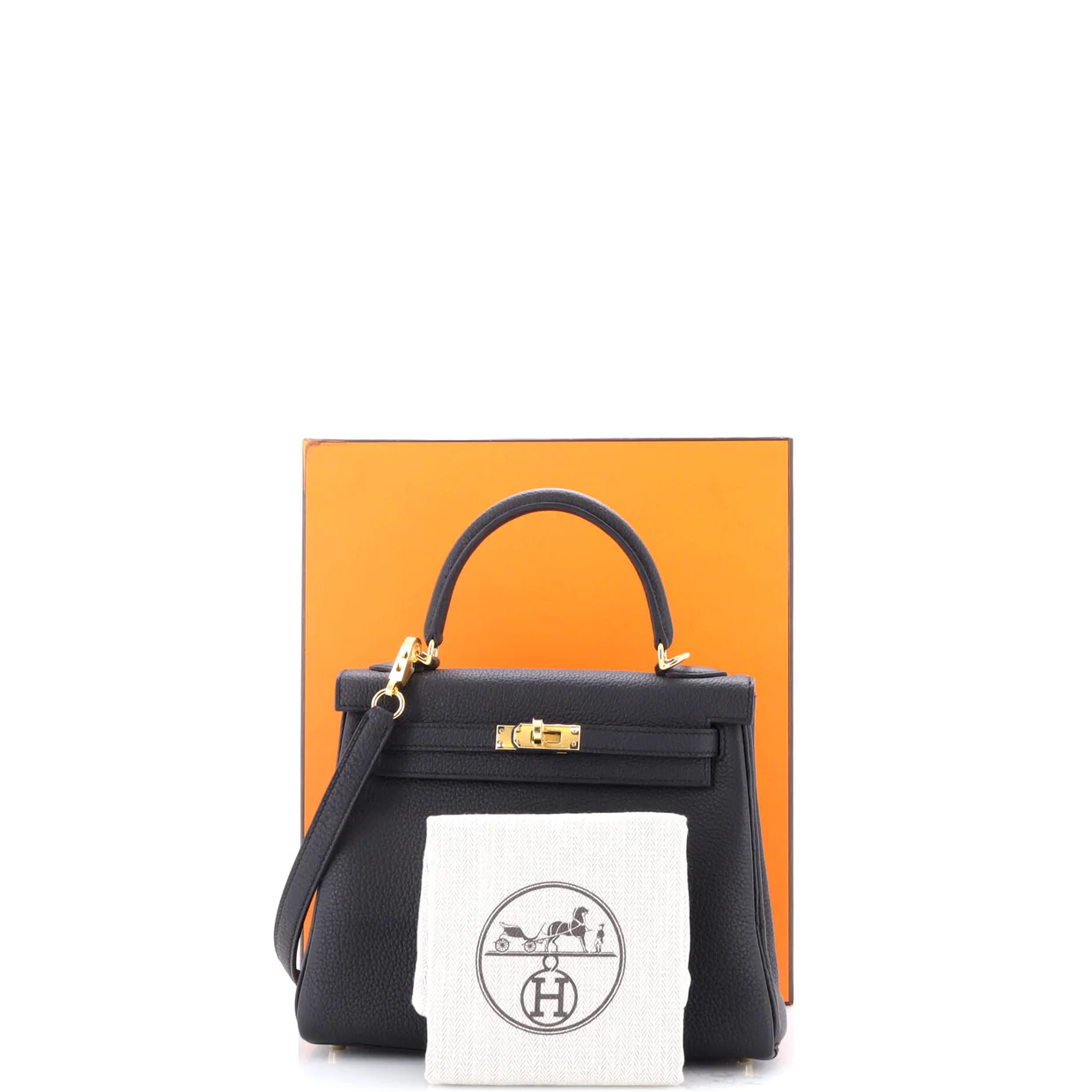 Kelly Handbag Noir Togo with Gold Hardware 25 - Deep Luxury
