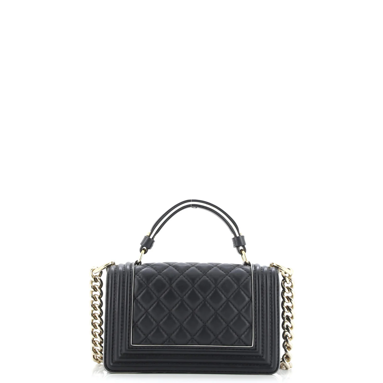 Flat Handle Boy Flap Bag Quilted Lambskin Small - Deep Luxury