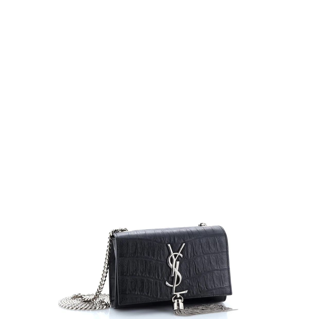 Classic Monogram Tassel Crossbody Bag Crocodile Embossed Leather Small - Deep Luxury